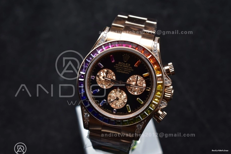 Rainbow Daytona Bracelet Black ZF Best Diamonds 1:1 116595RBOW Edition Durable on SH 776 RG Dial 1004